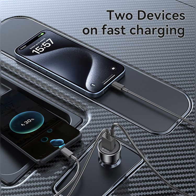 YESIDO Y64 50W USB+Type-C Dual Port Car Charger Fast Charging Cigarette Lighter Adapter