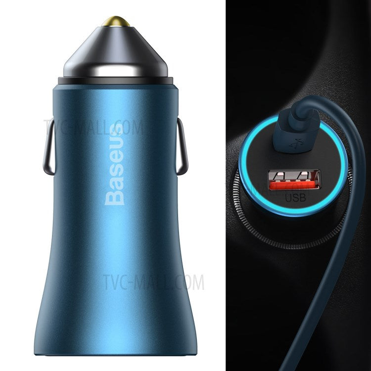 BASEUS Golden Contactor Pro Dual Quick Charger Car Charger U+C 40W[with Type-C to iP Data Cable]