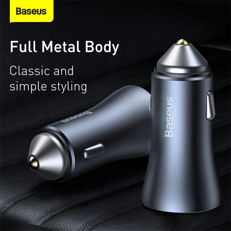 BASEUS Golden Contactor Pro Dual USB Quick Charger Car Charger 40W[with USB to Type-C Data Cable]