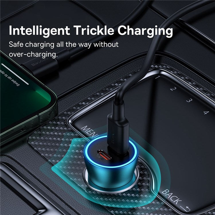 BASEUS Golden Contactor Pro 40W Max Type C + Type-C Dual Ports Fast Charging Car Charger - Navy Blue