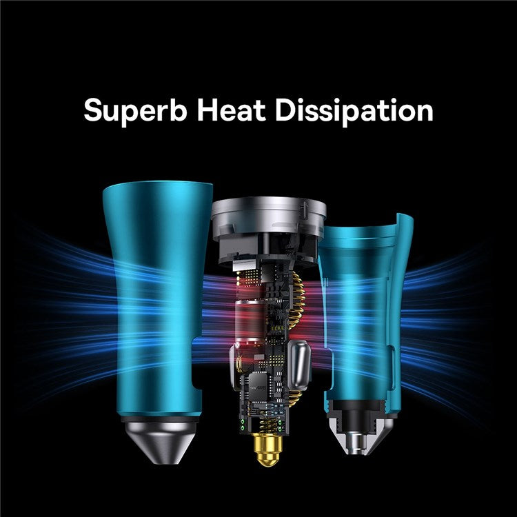 BASEUS Golden Contactor Pro 40W Max Type C + Type-C Dual Ports Fast Charging Car Charger - Navy Blue