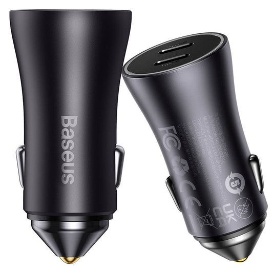 BASEUS Golden Contactor Pro 40W Max Type C + Type-C Dual Ports Fast Charging Car Charger - Dark Grey