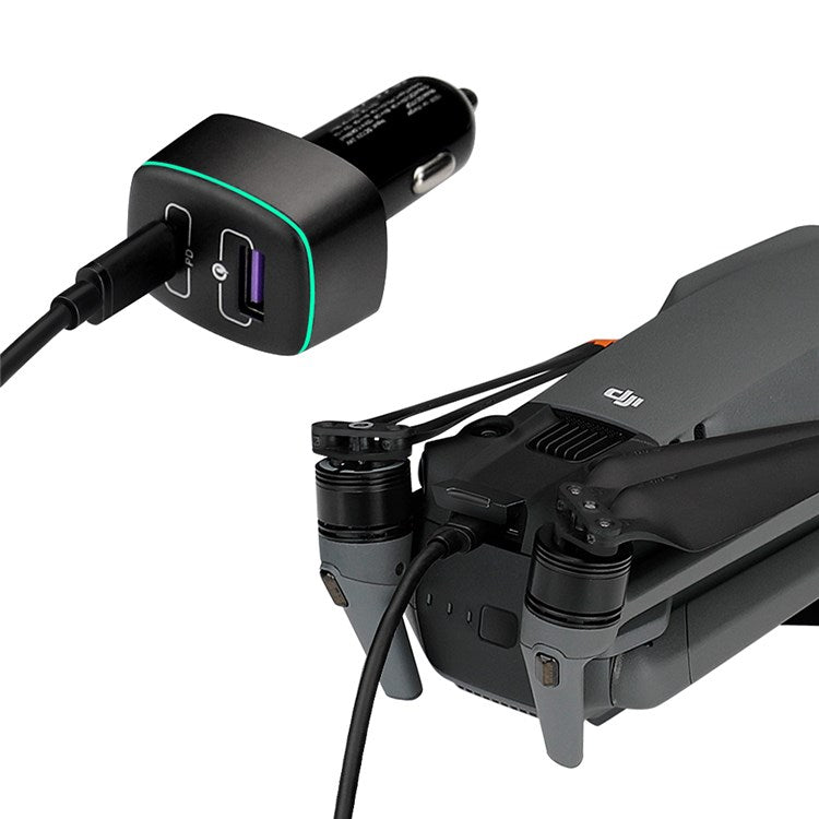 QISYKER for DJI Mavic 3/Mini 2 USB + Type-C Dual Ports Fast Charging 100W PD QC3.0 Car Charger