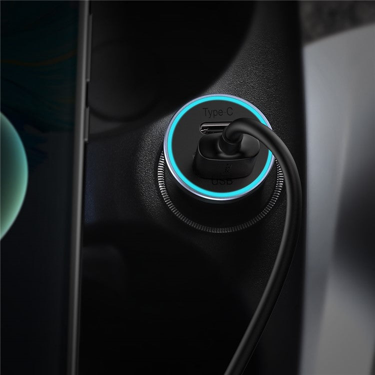 BASEUS Golden Contactor Pro Dual-Port Quick Charger Car Charger USB + Type-C 40W Charging Cable Kit - Dark Grey