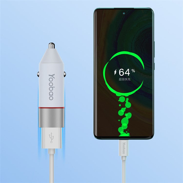 YOOBAO YB-213 42.5W Type-C + USB Car Charger Dual Port Mobile Phone Fast Charging Power Adapter