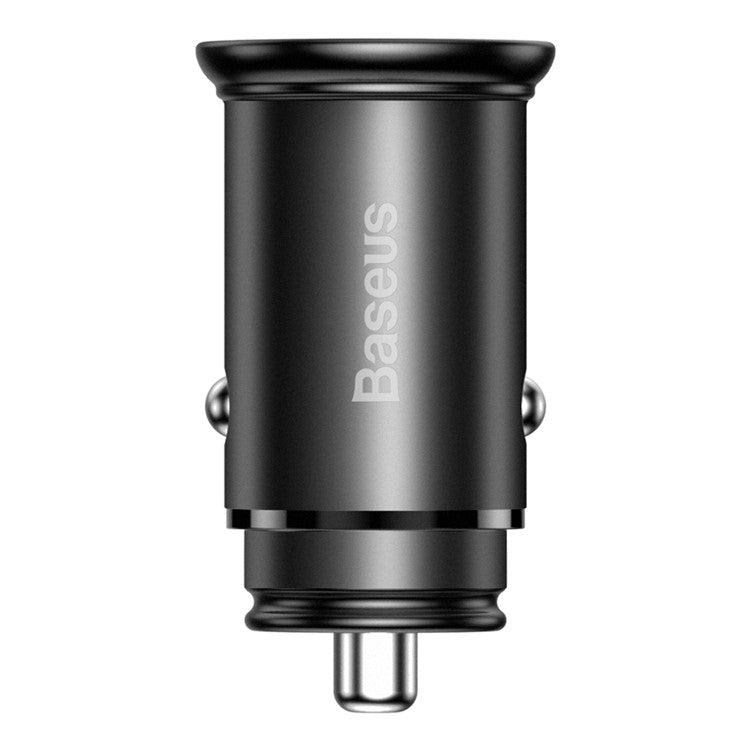 BASEUS Aluminum Alloy USB-A + Type-C 30W PPS Fast Charging Adapter Car Charger - Black