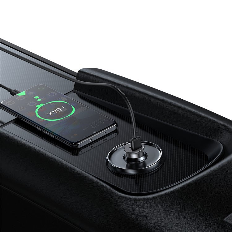 BASEUS Aluminum Alloy USB-A + Type-C 30W PPS Fast Charging Adapter Car Charger - Silver