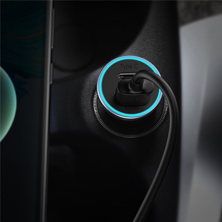 BASEUS Golden Contactor Pro Dual Ports Phone Quick Charging Car Charger USB+Type-C 40W Adapter with Type-C to iP Cable - Dark Grey