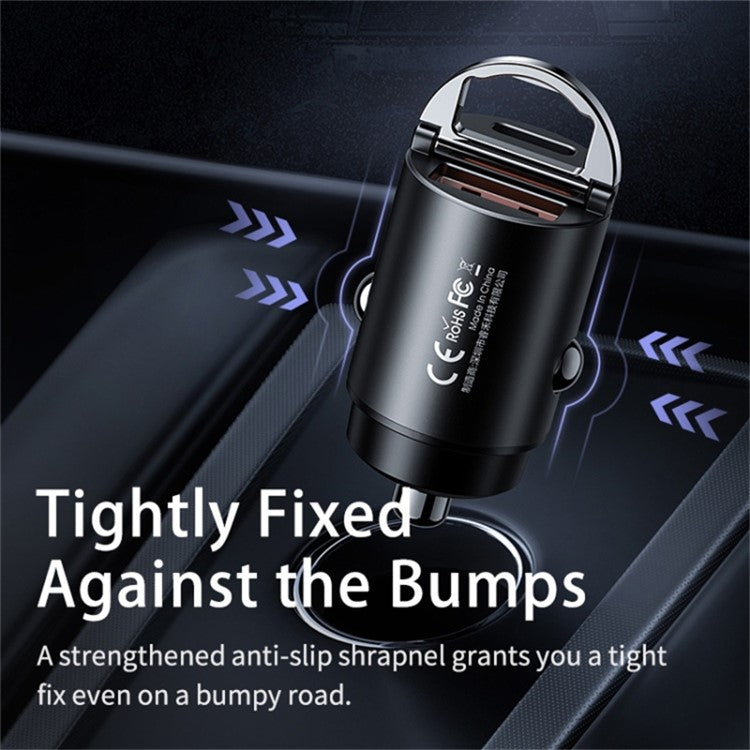 REMAX RCC350 Tanya Pro Max Series PD 45W Fast Charging Dual Type-C Car Charger with Mini Ring Handle