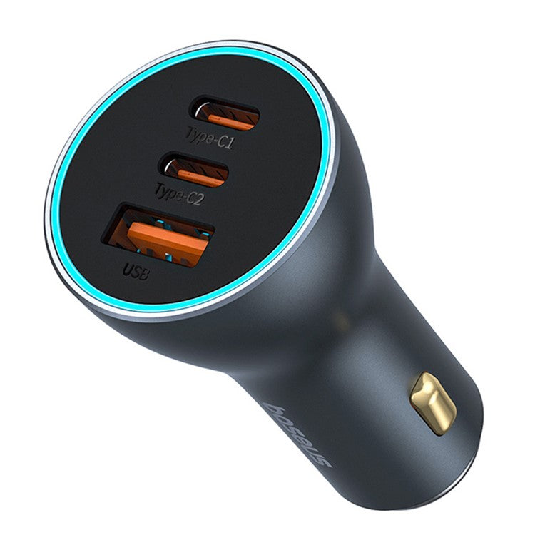 BASEUS Golden Contactor Pro 65W GaN Fast Charging Car Charger 2USB-C+USB Multi Port Car Charger