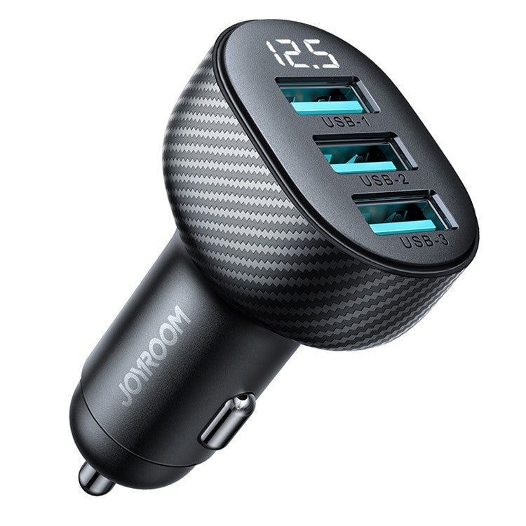 JOYROOM CCD03 3.4A 3 USB Ports Phone Fast Charging Adapter PC+ABS Voltage Digital Display Car Charger