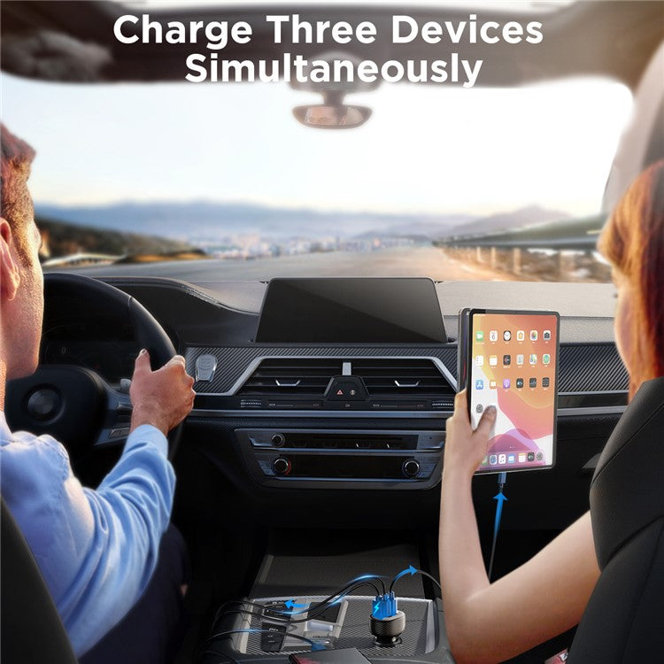 JOYROOM CCD03 3.4A 3 USB Ports Phone Fast Charging Adapter PC+ABS Voltage Digital Display Car Charger