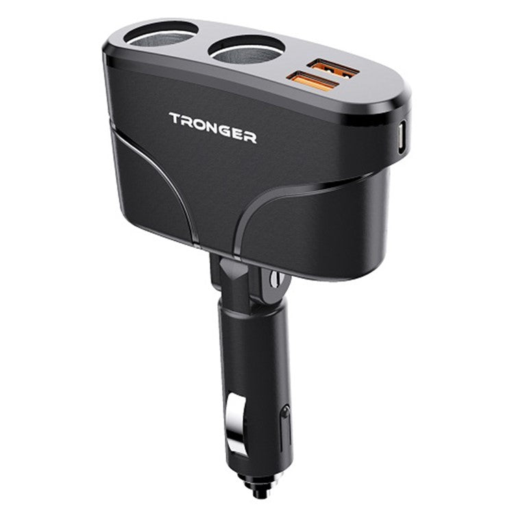 TR-35 PD Fast Charging Car Charger Type-C + Dual USB QC 3.0 Charger with Dual Cigarette Lighter Sockets