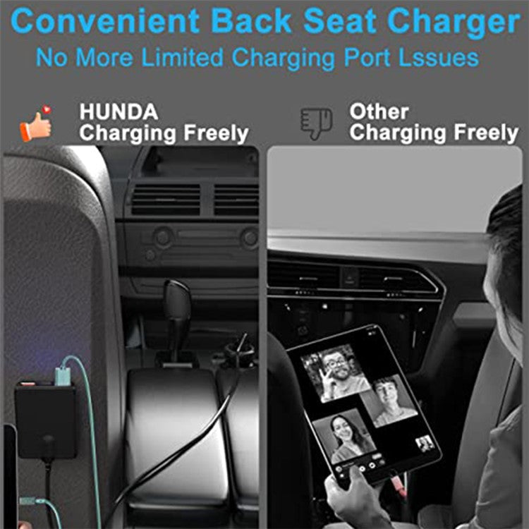 TR-43 PD 18W Fast Charging Car Charger 3 USB + Type-C 2m Extention Charger Adapter for Back Seat