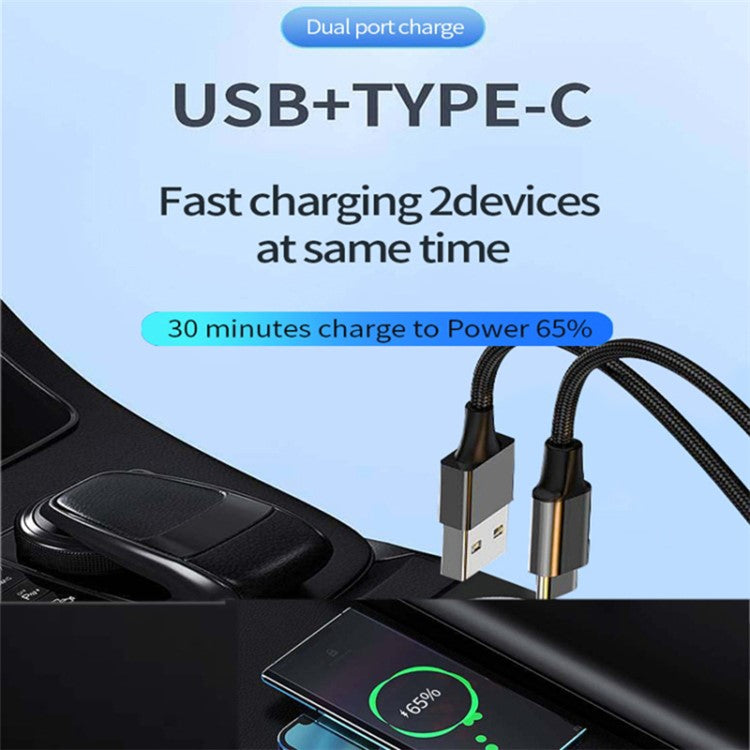 P35 Clear Design 48W Car Charger for Cell Phone, Tablet, Camera, Type-C PD 30W + USB QC 3.0 18W Fast Charging Charger Station - White