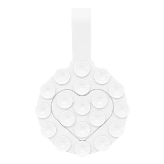 RK-X18 19 Grain Silicone Suction Cup Heart-Shaped Double-Sided Phone Holder Detachable Phone Mount - White