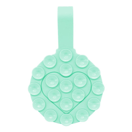 RK-X18 19 Grain Silicone Suction Cup Heart-Shaped Double-Sided Phone Holder Detachable Phone Mount - Green