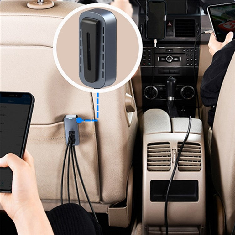 SC05 4 USB+2 Type-C Ports Phone Fast Charging Adapter Back Clip Design Extended Car Charger