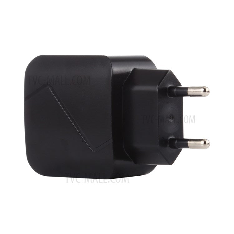 LZ-819 QC 3.0+PD 18W Type C Dual Ports Wall Charger Fast Charging Power Adapter - Black