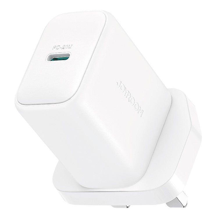 JOYROOM JR-TCF20 UK Plug PD 20W Fast Charger Type-C Wall Charger Adapter for iPhone 16-15 Series, White