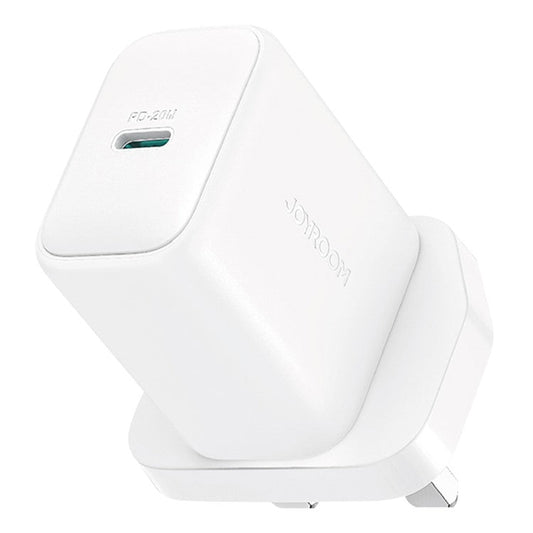 JOYROOM JR-TCF20 UK Plug PD 20W Fast Charger Type-C Wall Charger Adapter for iPhone 16-15 Series, White