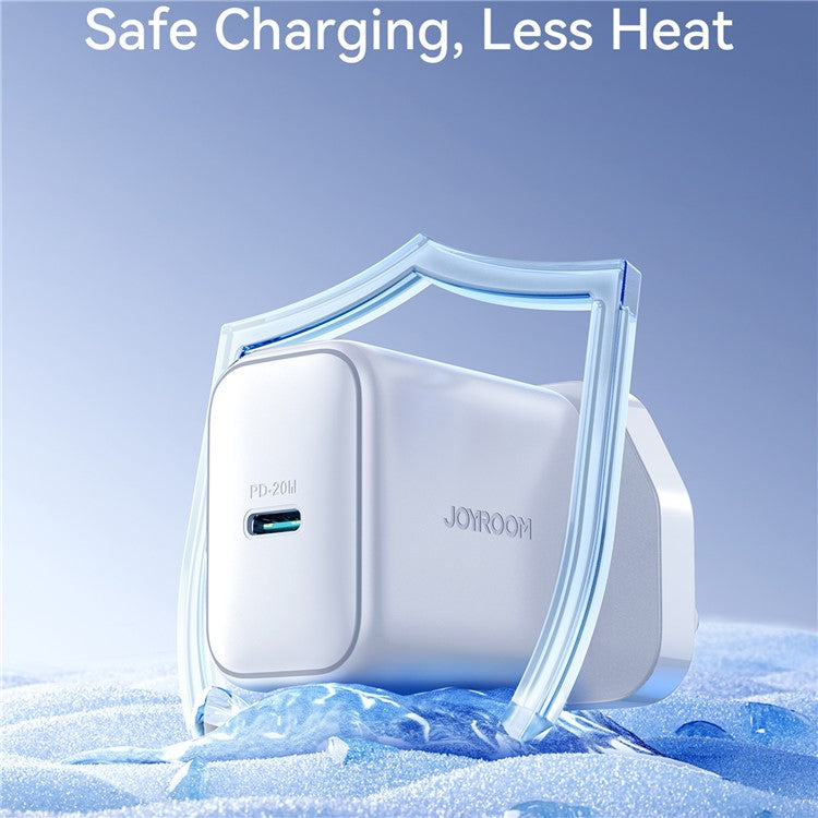 JOYROOM JR-TCF20 UK Plug PD 20W Fast Charger Type-C Wall Charger Adapter for iPhone 16-15 Series, White