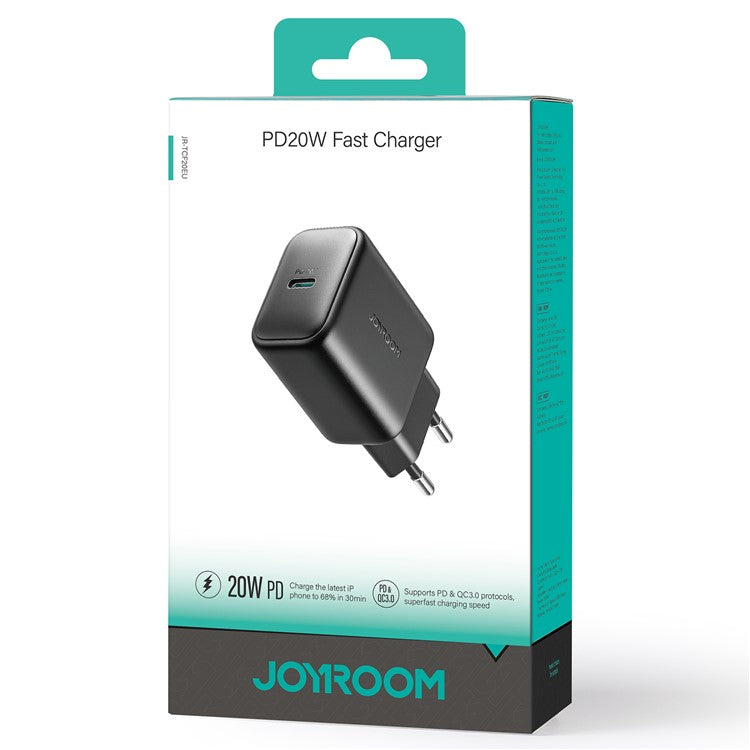 JOYROOM JR-TCF20 EU Plug PD 20W Fast Charger Type-C Charger Adapter for iPhone 16-15 Series - Black