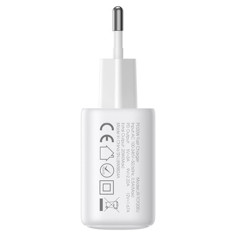 JOYROOM TCF20 PD 20W Fast Charging EU Plug Charger Set with 1m Type-C to Type-C Cable for iPhone 16-15 Series