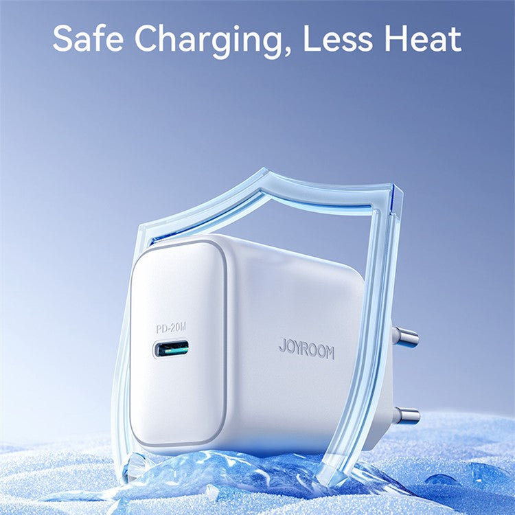 JOYROOM JR-TCF20 Mini PD 20W Quick Charger Travel Power Plug Adapter with Type-C to 8-Pin Cable, EU Plug