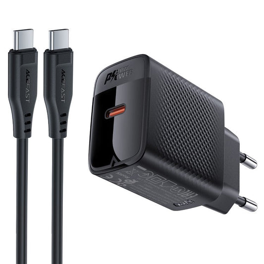 ACEFAST A82 PD 20W GaN Single USB-C Charger Set (P5) with 1.2m Type-C to Type-C Cable (EU Plug)