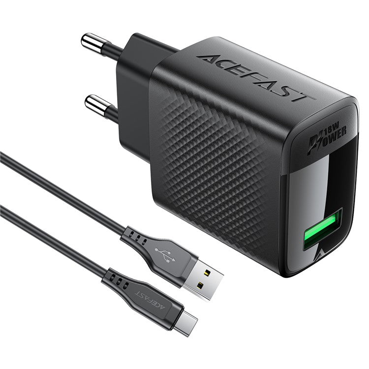 ACEFAST A90 GaN Wall Charger QC 18W Single USB-A Power Adapter with Type-C Cable - EU Plug