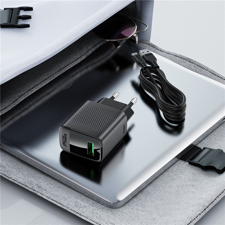 ACEFAST A90 GaN Wall Charger QC 18W Single USB-A Power Adapter with Type-C Cable - EU Plug