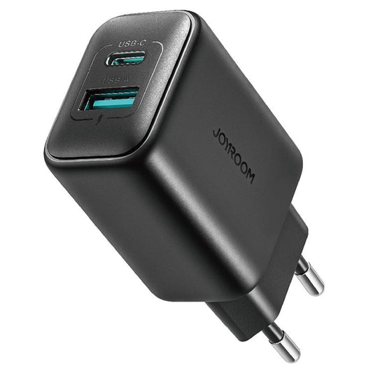 JOYROOM JR-TCF13 Phone Charger Type-C + USB-A Dual Port 25W Fast Charging Adapter for iPhone 16-15 Series , EU Plug