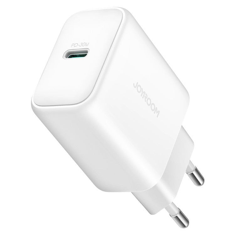 JOYROOM JR-TCF24 PD 30W Fast Charging Power Adapter Type-C Mini Wall Charger, EU Plug for iPhone 16-15 Series - White