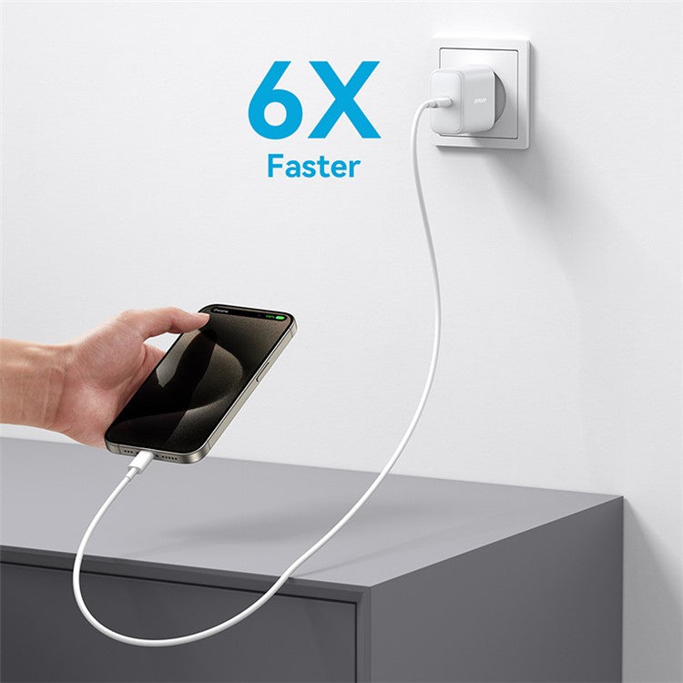 JOYROOM JR-TCF24 PD 30W Fast Charging Power Adapter Type-C Mini Wall Charger, EU Plug for iPhone 16-15 Series - White