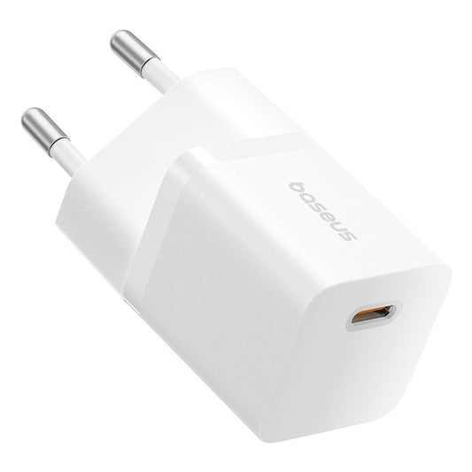 BASEUS GaN5 Fast Charger 25W Type-C Port Wall Charging Adapter (Mini), EU Plug - White