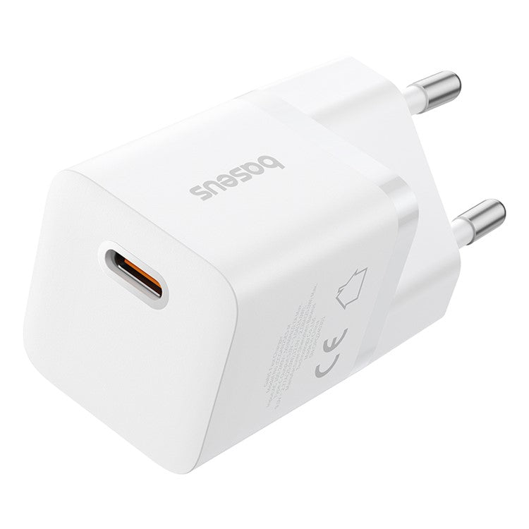 BASEUS GaN5 Fast Charger 25W Type-C Port Wall Charging Adapter (Mini), EU Plug - White