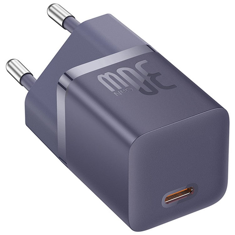 BASEUS GaN5 Fast Charger 30W Single Type-C Wall Charger EU Plug Adapter (Mini), with Type-C to Type-C Cable - Purple