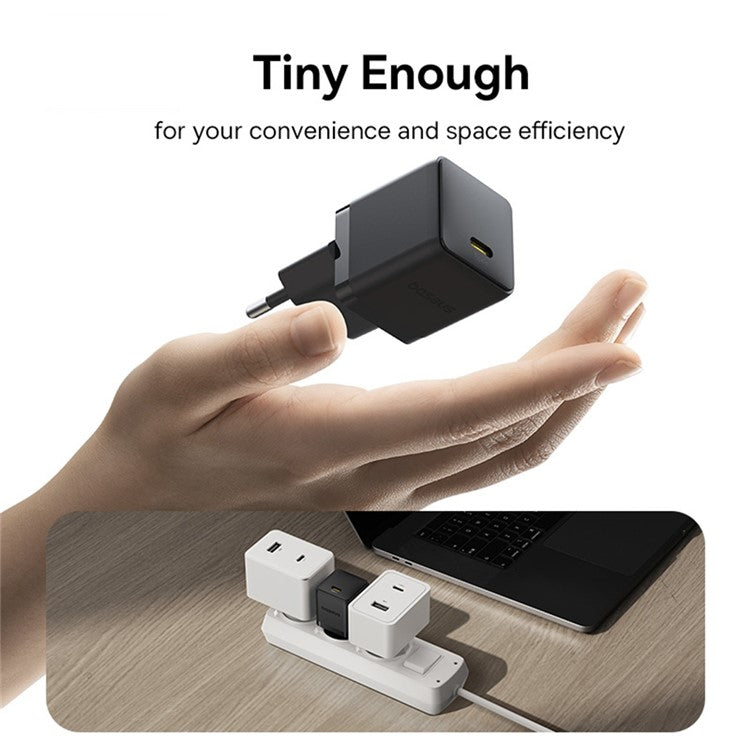 BASEUS Palm Fast Charger 30W Type-C Single Port Portable Wall Charging Adapter, EU Plug - Black