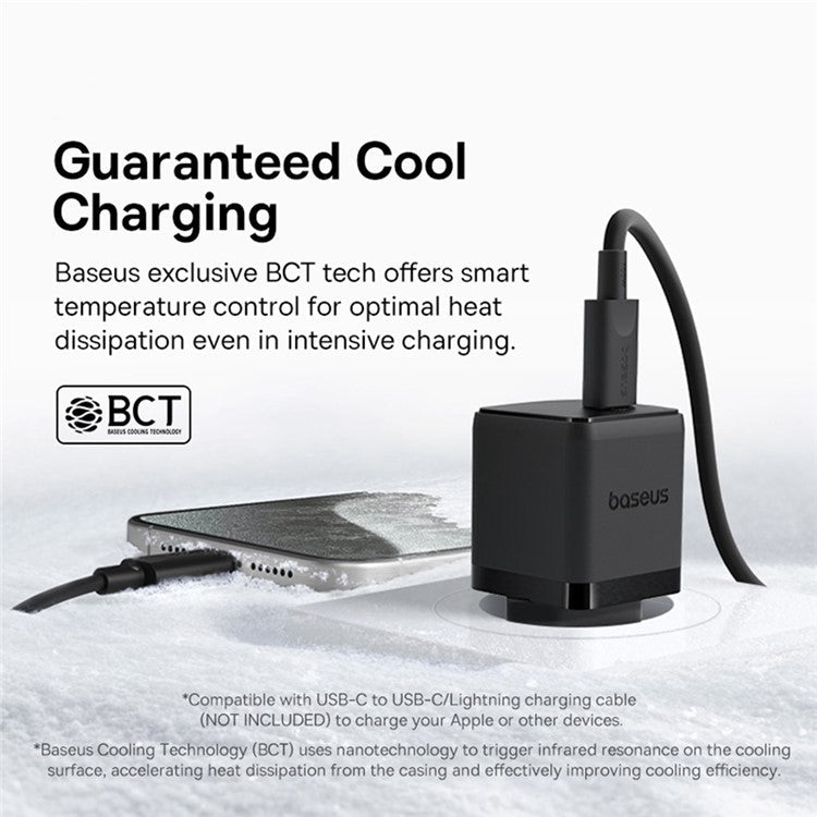 BASEUS Palm Fast Charger 30W Type-C Single Port Portable Wall Charging Adapter, EU Plug - Black