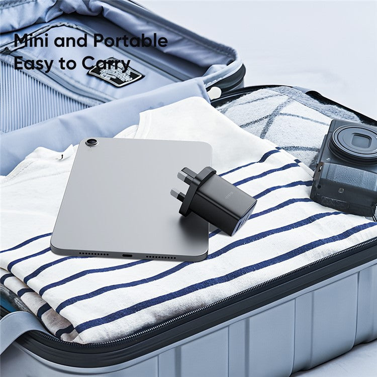 MCDODO CH-2170 30W 3-Port Digital Display Fast Charger (Dual Type-C+USB-A), UK Plug - Black