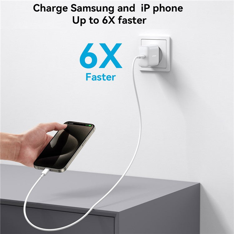 JOYROOM JR-TCF24 PD 30W Fast Charging EU Plug Charger with 1m Type-C to Type-C Data Cable