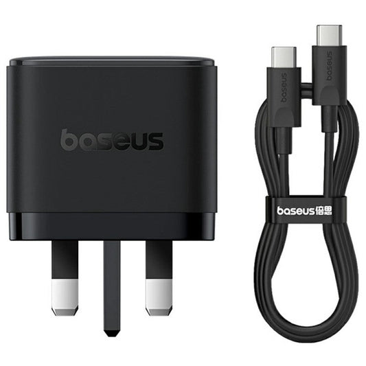 BASEUS Palm Fast Charger 2 Type-C + USB-A 65W Power Adapter UK Plug with 1m 100W Type-C Cable