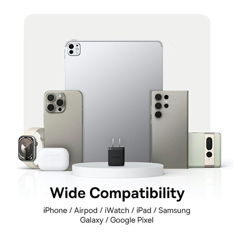 BASEUS Palm Fast Charger 20W Type-C Single Port Power Adapter US Plug with 1m 60W Type-C Cable - Black