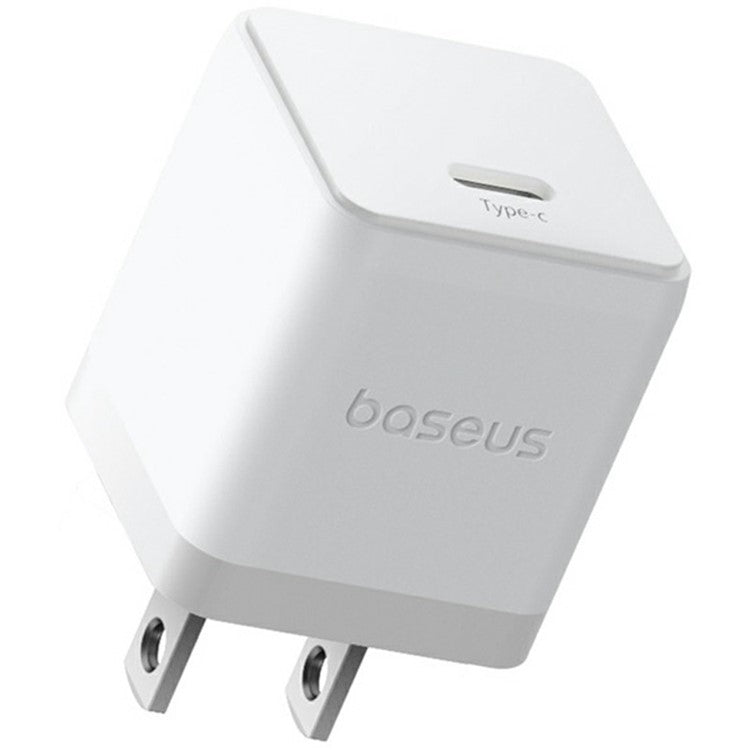 BASEUS Palm Fast Charger 20W Type-C Single Port Power Adapter US Plug with 1m 60W Type-C Cable - White
