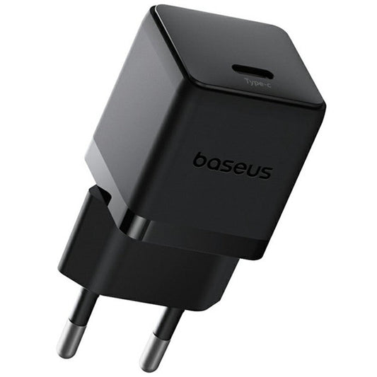 BASEUS Palm Fast Charger 20W Type-C Single Port Power Adapter EU Plug with 1m 60W Type-C Cable - Black