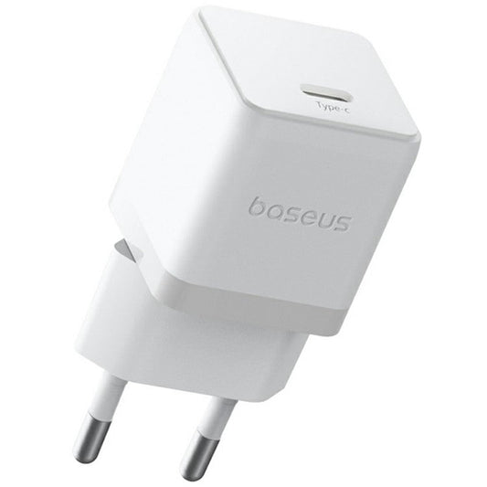 BASEUS Palm Fast Charger 20W Type-C Single Port Power Adapter EU Plug with 1m 60W Type-C Cable - White