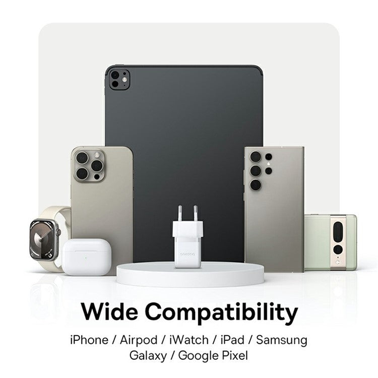 BASEUS Palm Fast Charger 20W Type-C Single Port Power Adapter EU Plug with 1m 60W Type-C Cable - White