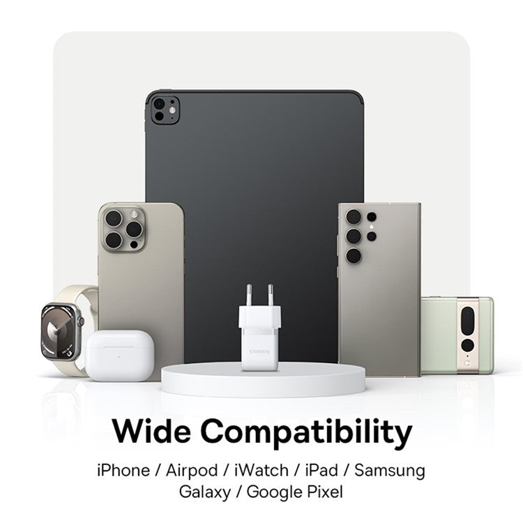 BASEUS Palm Fast Charger 30W Type-C Single Port EU Plug Wall Charging Adapter with 60W Type-C Cable - White