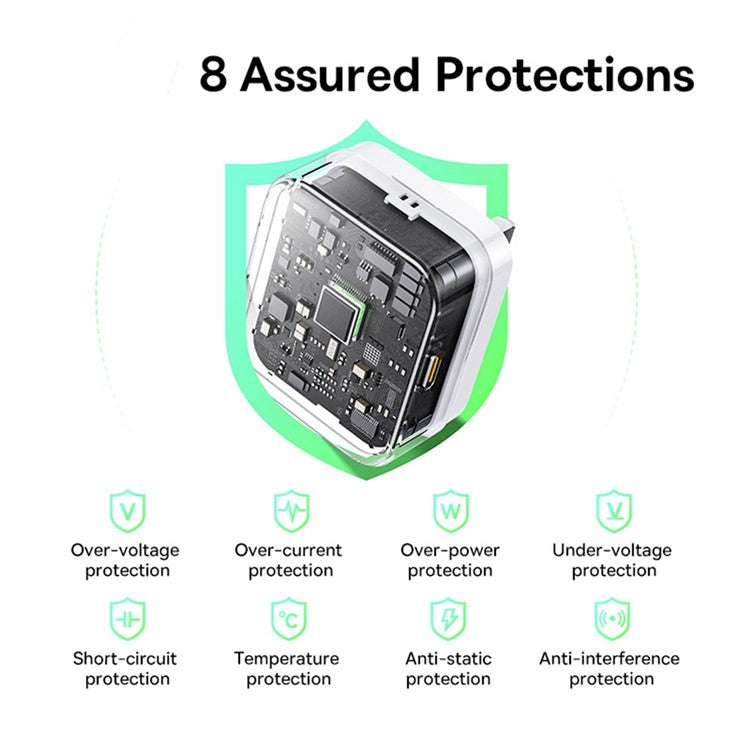 BASEUS Palm Fast Charger 20W Fast Charging Type-C Adapter UK Plug with Type-C Cable - White